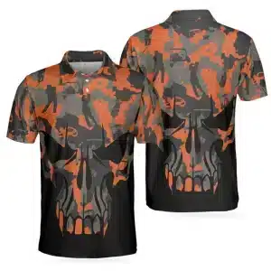 Abstract Camo Skull Silhouette Golf Men’s Polo Shirt