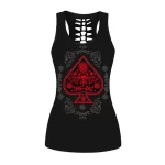 Ace of Spades Skull Gothic Floral Women's Tank Top