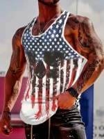 American Flag Skull Gym Men's Tank Top