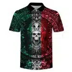 Aztec Skull Warrior Rastafarian Color Men’s Polo Shirt