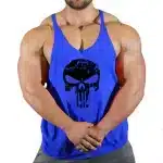 Black Grunge Skull Logo Blue Workout Men's Tank Top