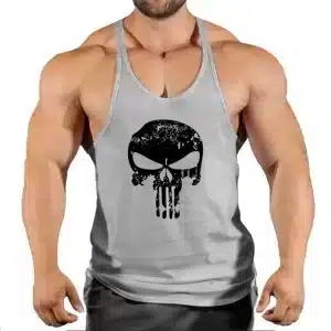 Black Grunge Skull Logo Gray Muscle Men's Tank Top