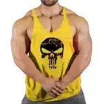 Black Grunge Skull Logo Yellow Gym Men's Tank Top