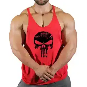 Black Grunge Skull Red Bodybuilding Men's Tank Top