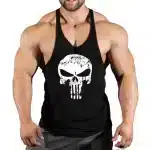 Black Racerback Grunge Skull Muscle Men's Tank Top