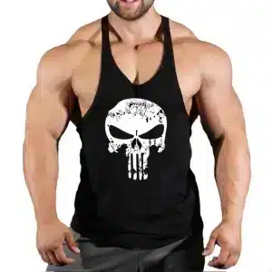 Black Racerback Grunge Skull Muscle Men's Tank Top