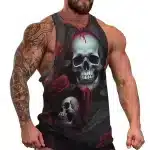 Bleeding Skull and Roses Gym Men's Tank Top