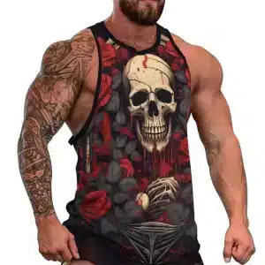 Blood-Dripping Skull Roses Gothic Men's Tank Top