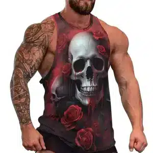 Bloody Dripping Skull Gothic Rose Men's Tank Top