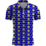 Blue Yellow Skull Crossbones Pattern Men’s Polo Shirt