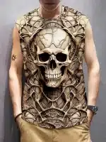 Classic Gothic Vine Skull Beige Men's Tank Top