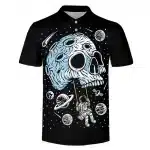 Cosmic Skull Astronaut Swing Space Men’s Polo Shirt