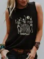 Dancing Skeletons Around Campfire Women's Tank Top