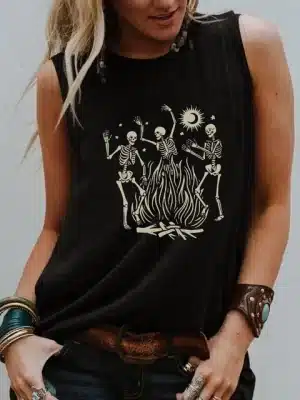 Dancing Skeletons Around Campfire Women's Tank Top