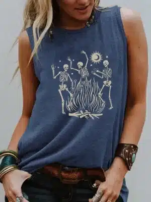 Dancing Skeletons Around Campfire Women's Tank Top