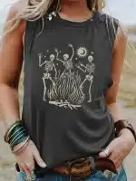 Dancing Skeletons Around Campfire Women's Tank Top