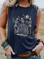 Dancing Skeletons Around Campfire Women's Tank Top