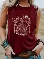 Dancing Skeletons Around Campfire Women's Tank Top
