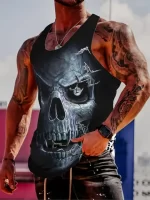 Dark Grunge Skull Bat Bodybuilding Men's Tank Top