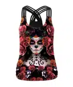 Day of the Dead Sugar Skull Rose Women's Tank Top