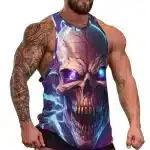 Electric Blue Skull Lightning Effects Men's Tank Top