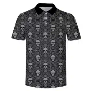 Elegant Skull Gothic Pattern Golf Men’s Polo Shirt