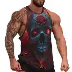 Fiery Skull & Rose Workout Men's Tank Top