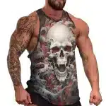 Fiery Skull and Smoke Muscle Men's Tank Top