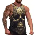 Gold Gear Steampunk Skull Workout Men's Tank Top