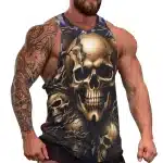 Golden Cracked Skulls with Chains Gym Men's Tank Top