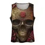 Golden Ornate Skull Gothic Rose Men's Tank Top