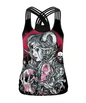 Gothic Horned Goddess Skull Women's Tank Top