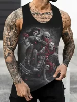 Gothic Lovers Skeleton Biker Muscle Men's Tank Top