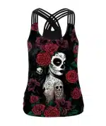 Gothic Rose Sugar Skull Girl Women's Tank Top