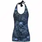 Gothic Skulls & Roses Halter Women's Tank Top