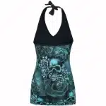 Gothic Skulls & Roses Halter Women's Tank Top