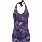 Gothic Skulls & Roses Halter Women's Tank Top