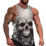 Grinning Skull Smoky Gray Workout Men's Tank Top