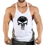 Grunge Skull White Racerback Gym Men's Tank Top