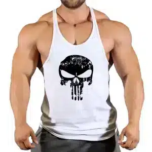 Grunge Skull White Racerback Gym Men's Tank Top