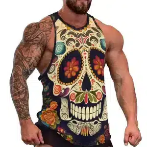 Halloween Sugar Skull Bodybuilding Men's Tank Top