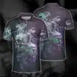 Haunted Purple & Green Smoky Skull Men’s Polo Shirt