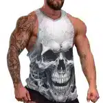 Haunting Skull Swirling Smoke Workout Men's Tank Top