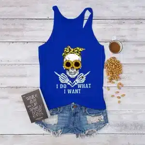 I Do What I Want Sunflower Skull Women's Tank Top