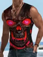 Inferno Red Eyes Skull Bodybuilding Men's Tank Top