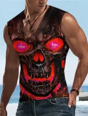 Inferno Red Eyes Skull Bodybuilding Men's Tank Top