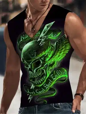 Kill 'Em All Green Skull Wings Gym Men's Tank Top