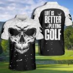 Life is Better Playing Golf Skull Men’s Polo Shirt