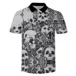 Monochrome Skulls & Roses Tattoo Men’s Polo Shirt