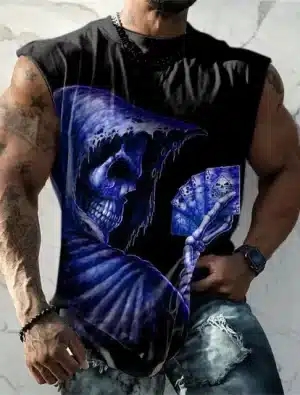 Mystic Blue Icy Grim Reaper Cards Gym Men's Tank Top